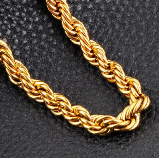 Sterling Golden 2.25mm Shiny-Cut Rope Chain Necklace For Men..........