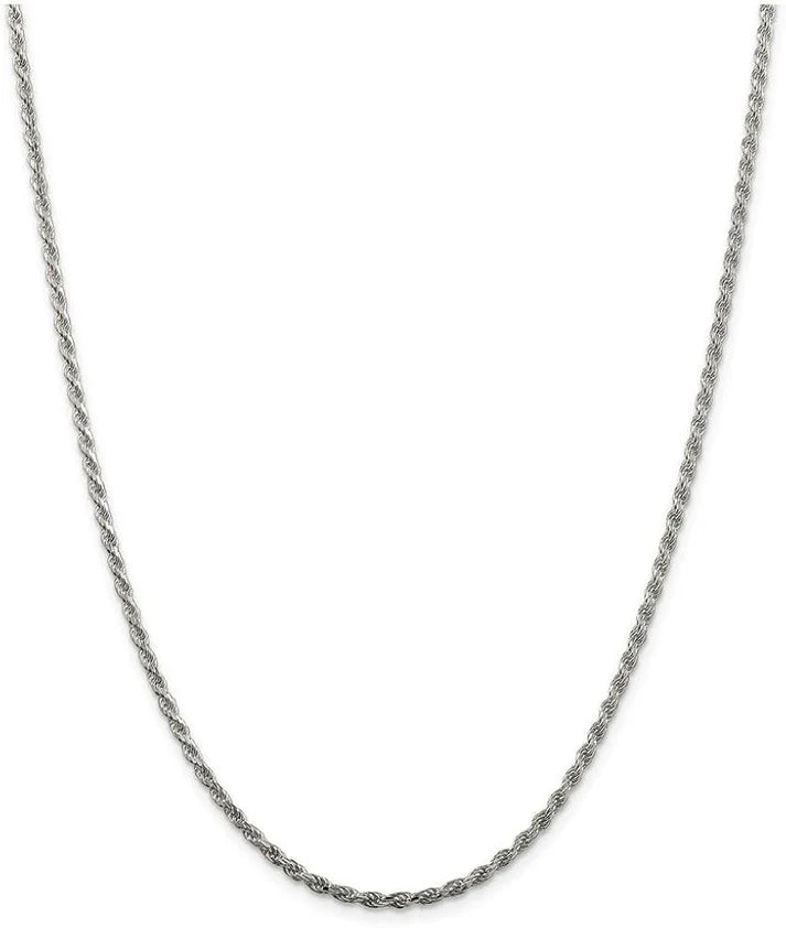 Sterling Silver 2.25mm Shiny-Cut Rope Chain Necklace For Men.....