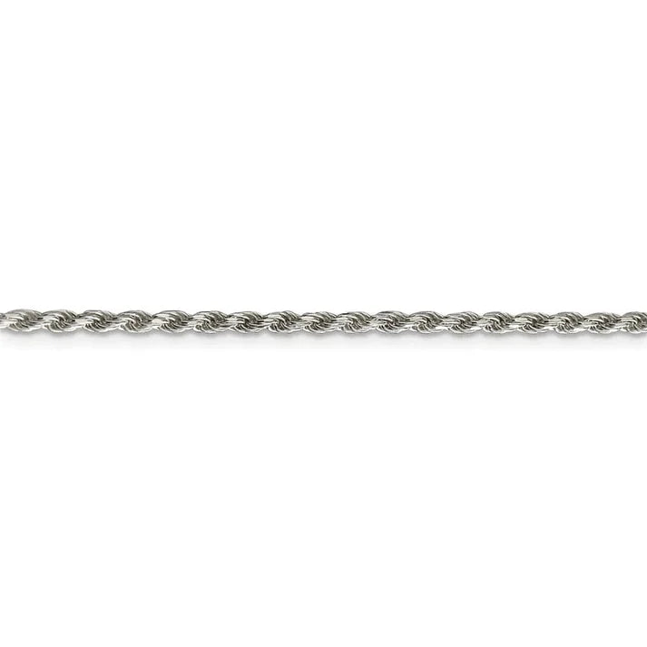 Sterling Silver 2.25mm Shiny-Cut Rope Chain Necklace For Men.....